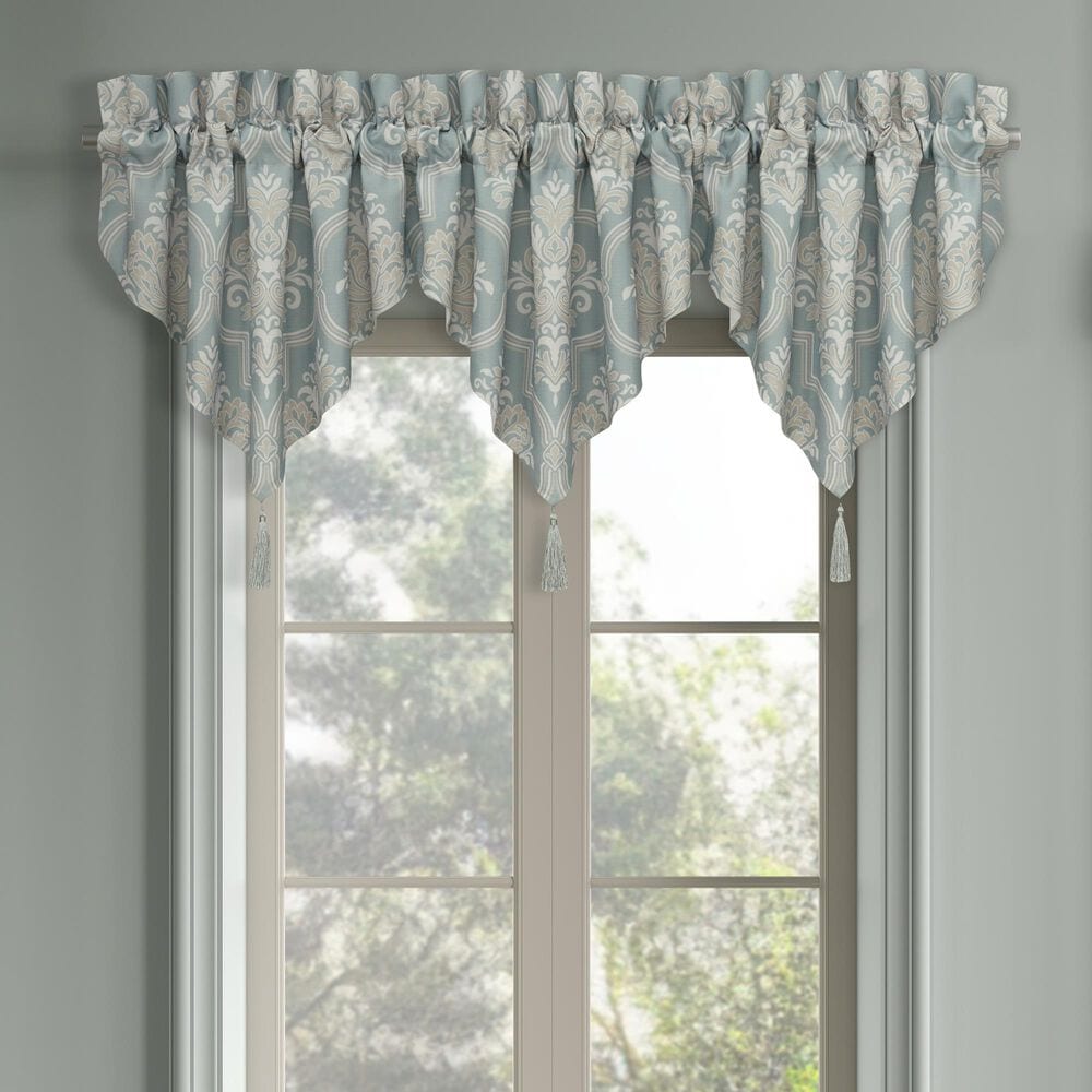J. Queen New York Tranquility 40&quot; x 21&quot; Window Ascot Valance in Aqua, Cream and Gold, , large