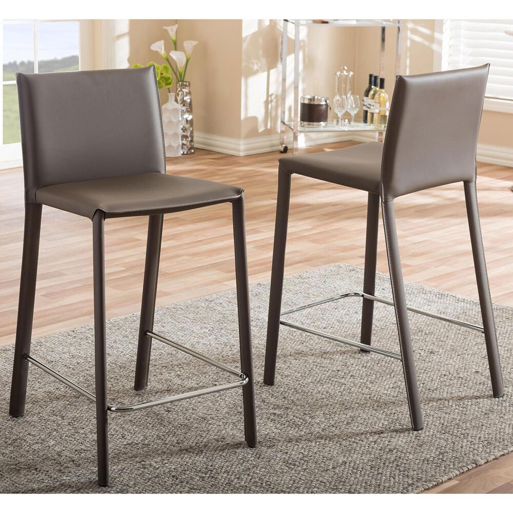 Baxton Studio Crawford Counter Stool in Taupe (Set of 2), , large