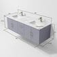 Lexora Home Geneva 60" Double Bathroom Vanity in Dark Grey with 2 cm White Carrara Marble Top and Rectangular Sinks, , large