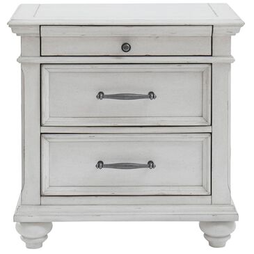 Ashley Kanwyn 3 Drawer Nightstand in Distressed Whitewash, , large