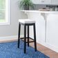 Linon Home Decor Claridge Bar Stool with White Cushion in Black, , large