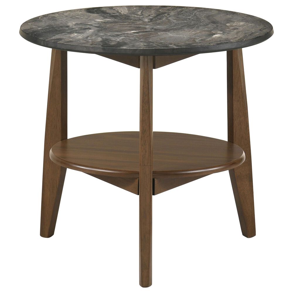 Pacific Landing Bradley Round End Table in Smokey Grey and Dark Brown, , large