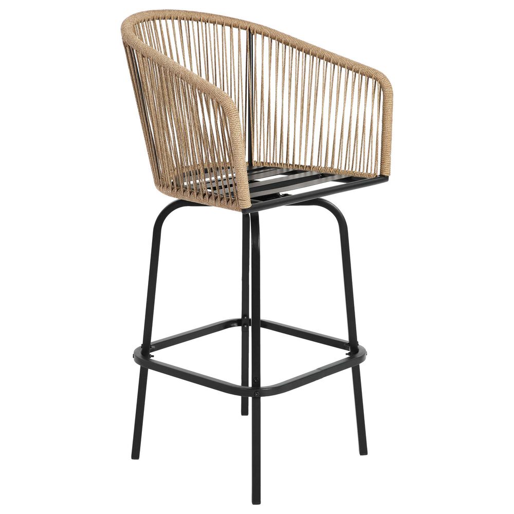 Hearth and Haven 3-Piece Outdoor Patio Bar Set with Gray Cushion in Black, , large