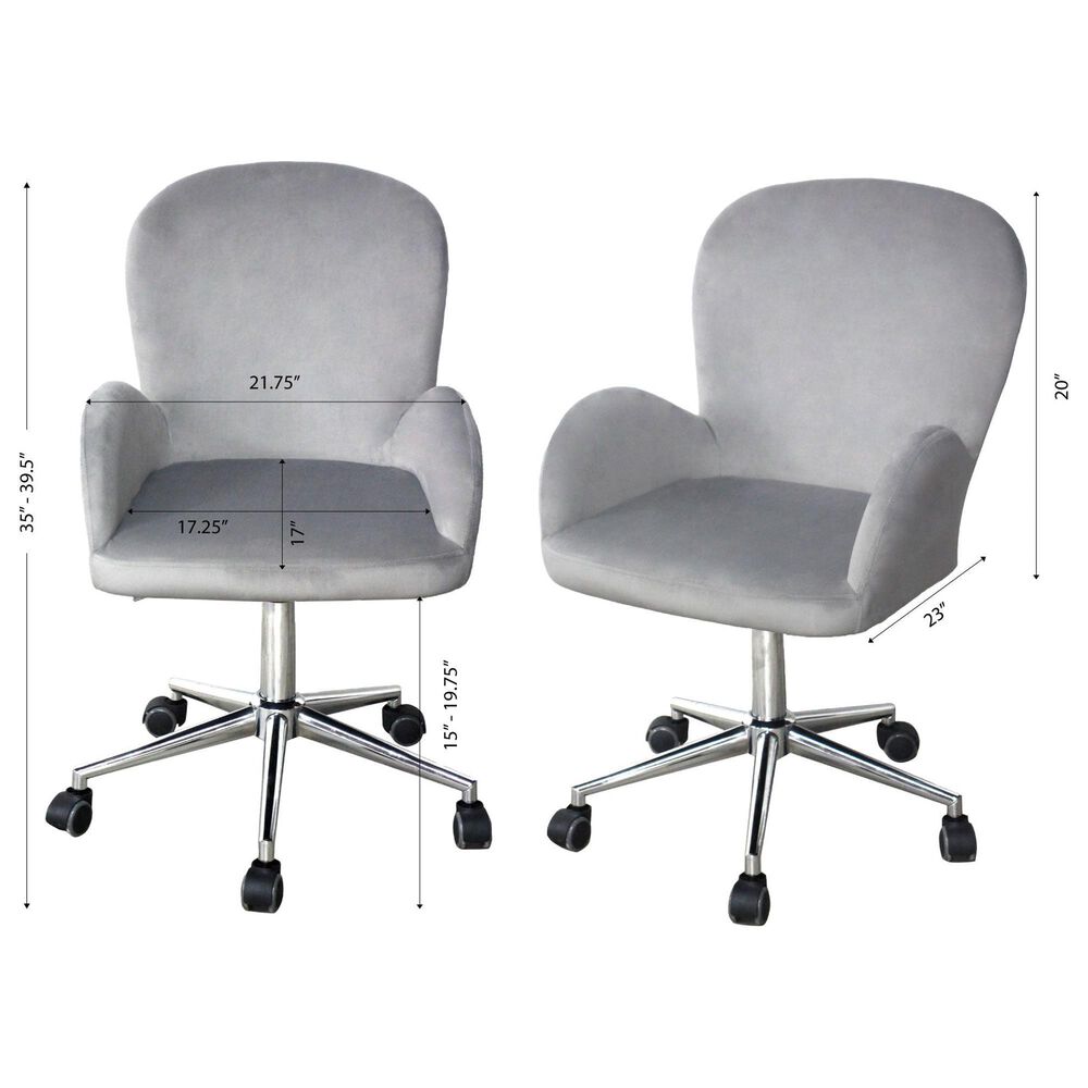 Impressions Vanity Colette Swivel Vanity Chair with Cool Grey Cushion in Silver Chrome, , large