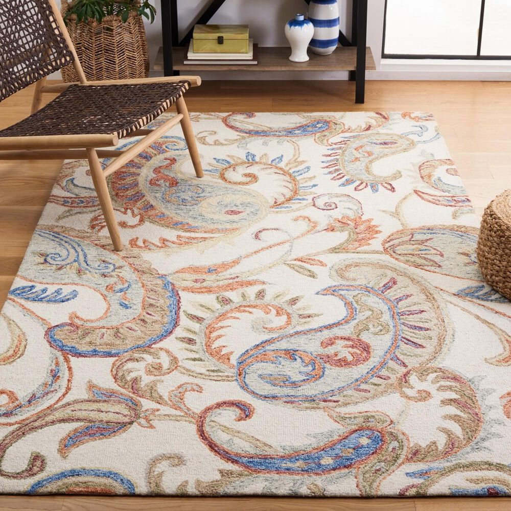 Safavieh Micro-Loop MLP478P 5&#39; x 8&#39; Ivory and Rust Area Rug, , large