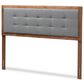 Baxton Studio Sarine King Panel Headboard with Dark Grey Upholstered in Walnut Brown, , large