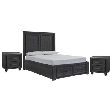 Millenium Foyland Queen Storage Bed and Two Nightstands in Black and Brown, , large