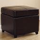 Baxton Studio Leather Cube Storage Ottoman in Dark Brown, , large