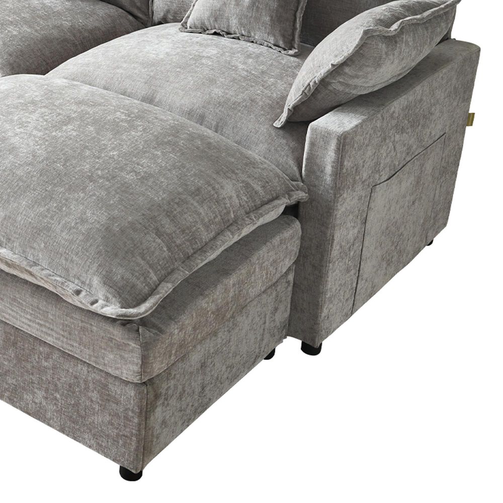 HOMLUX 107.87" Ultra-Comfort Chenille Sectional Sofa in Dark Gray, , large
