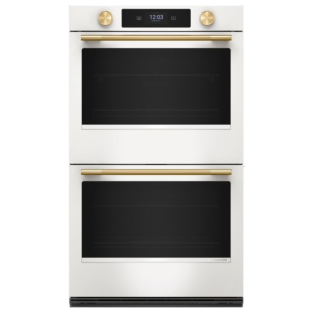 KitchenAid 30" Smart Double Wall Oven with Assisted Cook Cycles in Porcelain White, , large