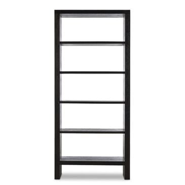 Four Hands Warby 5-Shelf Bookcase in Worn Black, , large