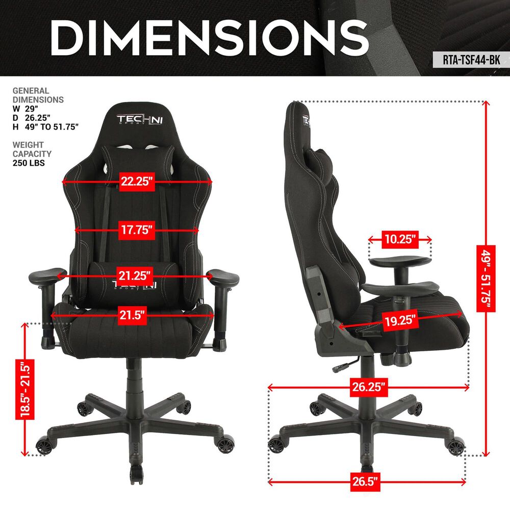 Techni Sport Echo Gaming Chair in Black, , large