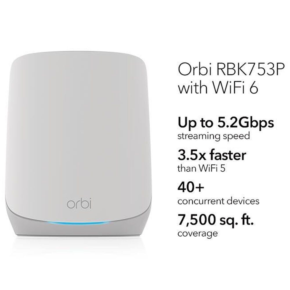 NETGEAR Orbi 750 Series Tri-Band Wi-Fi 6 Mesh System with 2 Satellites in White, , large