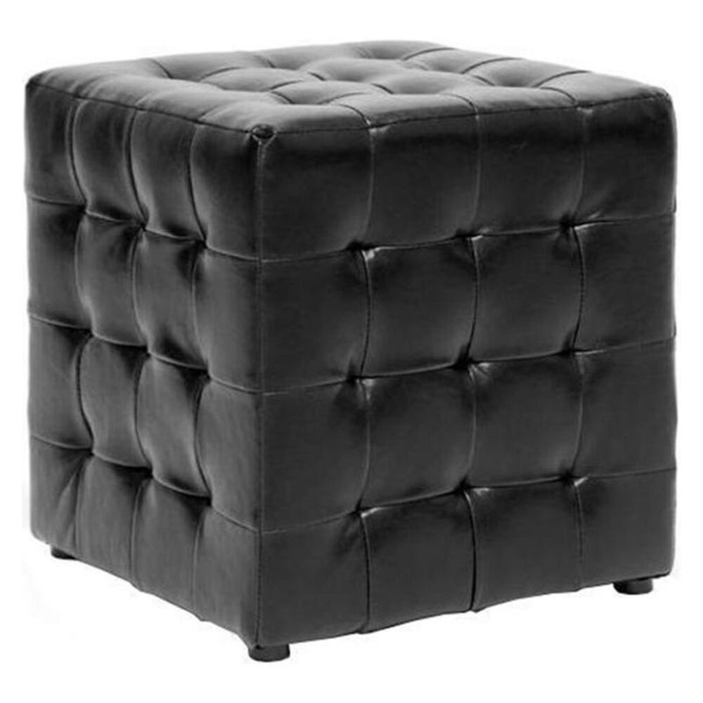 Baxton Studio Siskal Cube Ottoman in Black - Set of 2, , large