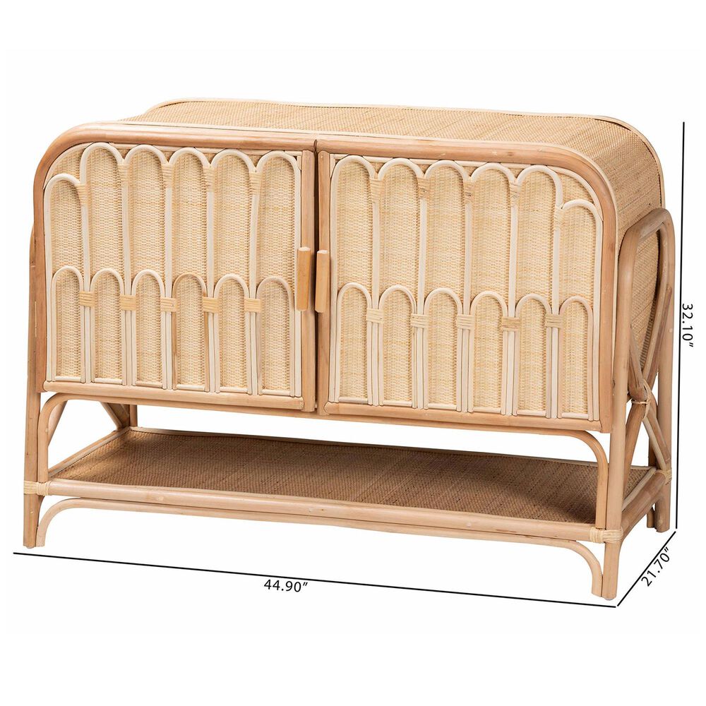 Baxton Studio Gitano 2-Door Rattan Storage Cabinet in Natural, , large