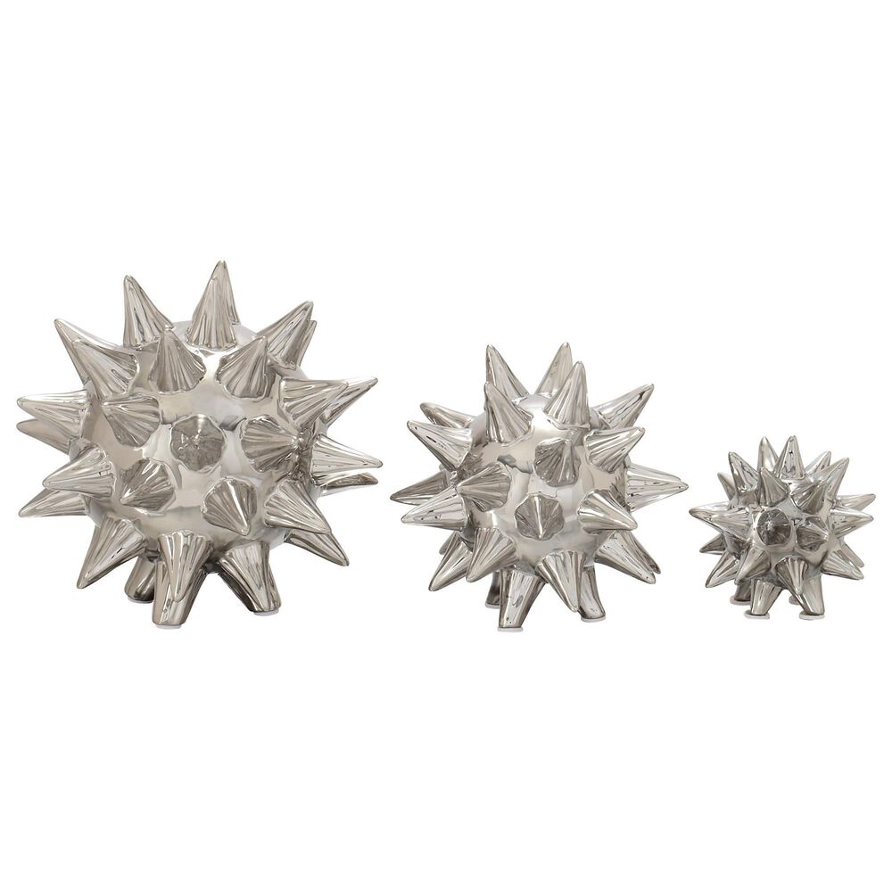 Maple and Jade Abstract Star Sculpture in Silver (Set of 3), , large