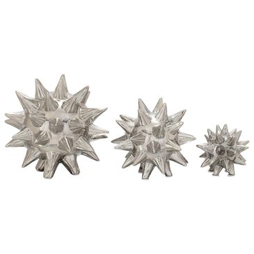 Maple and Jade Abstract Star Sculpture in Silver (Set of 3), , large