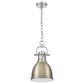 Golden Lighting Duncan 1-Light Small Pendant with Chain and Aged Brass Shade in Pewter, , large