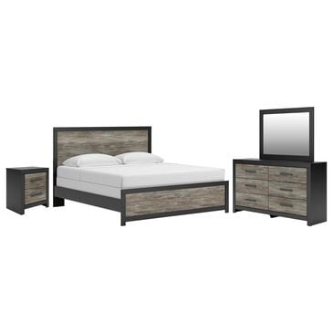 Ashley Broachmyn 4-Piece King Panel Bedroom Set in Black and Gray, , large