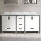 Lexora Home Ziva 80" Double Bathroom Vanity in White with 2 cm White Quartz Top and Rectangular Sinks, , large