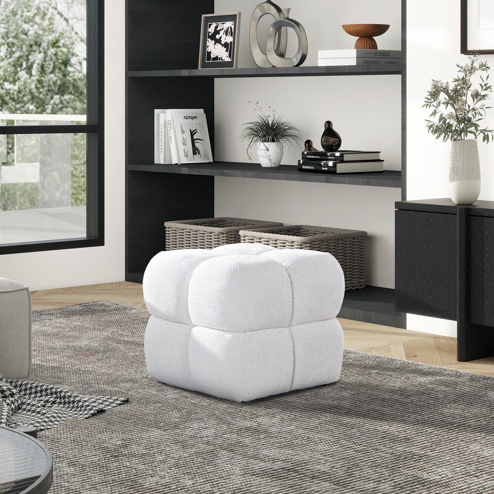 Jennifer Taylor Home Pixel Pouf Ottoman in Almond White, , large