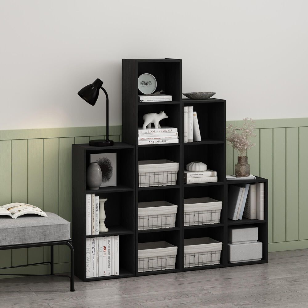 HOMLUX 2-Tier Open Shelf Bookcase in Blackwood, , large