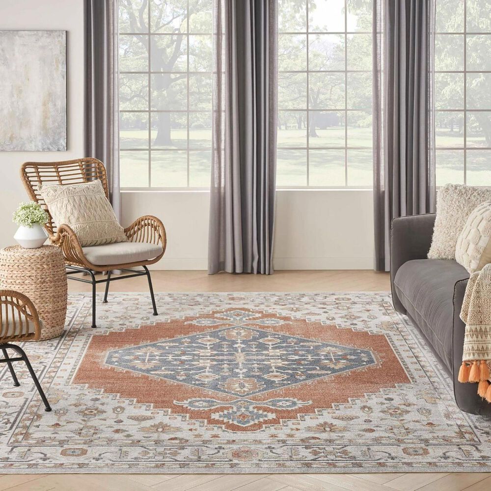 Nourison Astra Machine Washable ASW11 7&#39;10&quot; x 10&#39; Grey and Multicolor Area Rug, , large