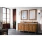 James Martin Vanities Brittany 72" Double Bathroom Vanity in Saddle Brown with 3 cm Carrara White Marble Top and Rectangle Sinks, , large