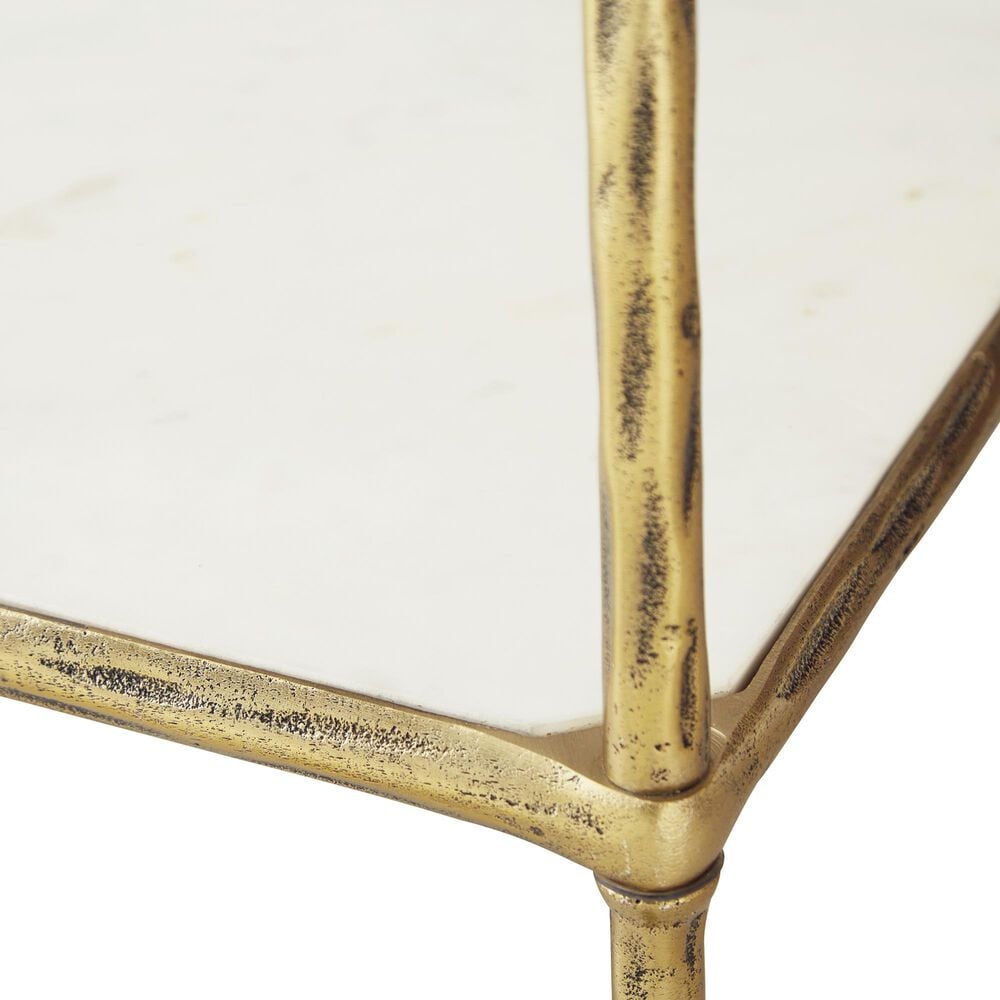 Ashley Plattfield Bar Cart in Antique Brass, White and Clear, , large