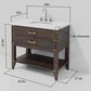 Lexora Home Norwalk 36" Single Bathroom Vanity in Brown Oak with White Quartz Top and Rectangular Sink, , large
