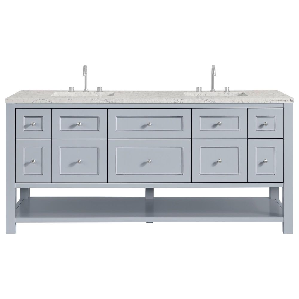 James Martin Vanities Breckenridge 72" Double Bathroom Vanity in Serenity Blue with 3 cm Eternal Jasmine Pearl Quartz Top and Rectangular Sinks, , large