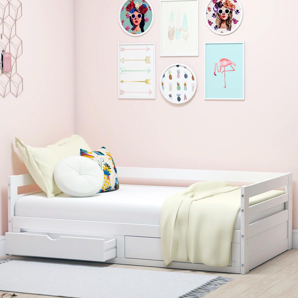 Bolton Furniture Jasper Twin to King Daybed with Storage Drawers in White, , large