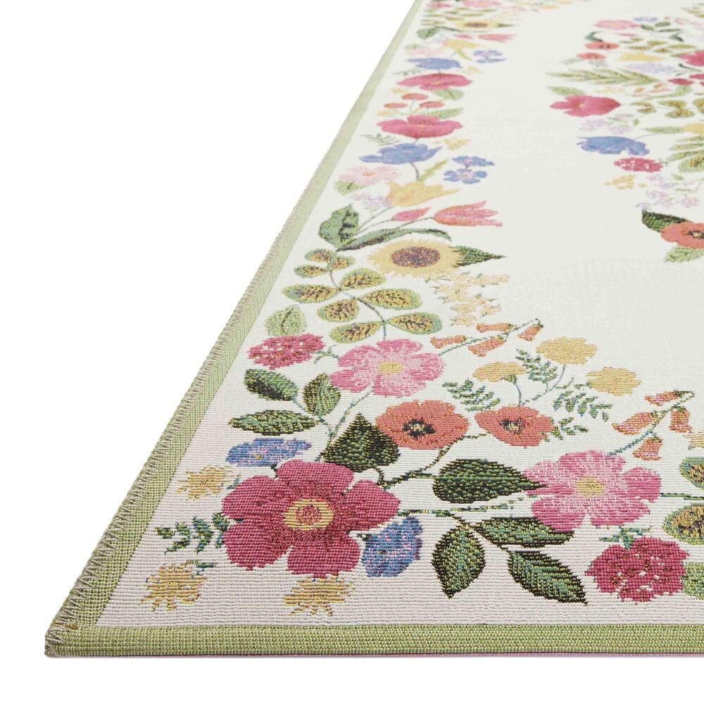 Rifle Paper Co. x Loloi Perennial Blossom 5&#39;3&quot; x 7&#39;8&quot; Cream Area Rug, , large