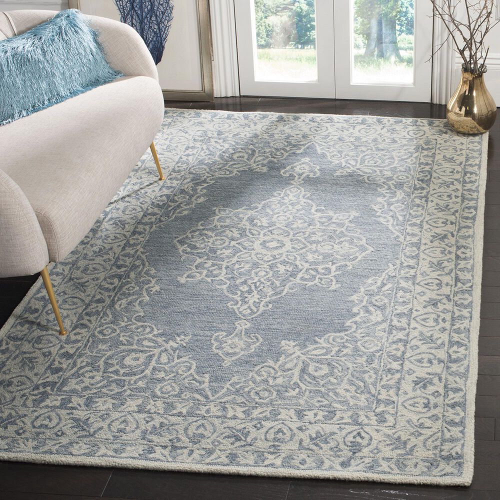 Safavieh Micro-Loop 4&#39; x 6&#39; Blue and Light Blue Area Rug, , large