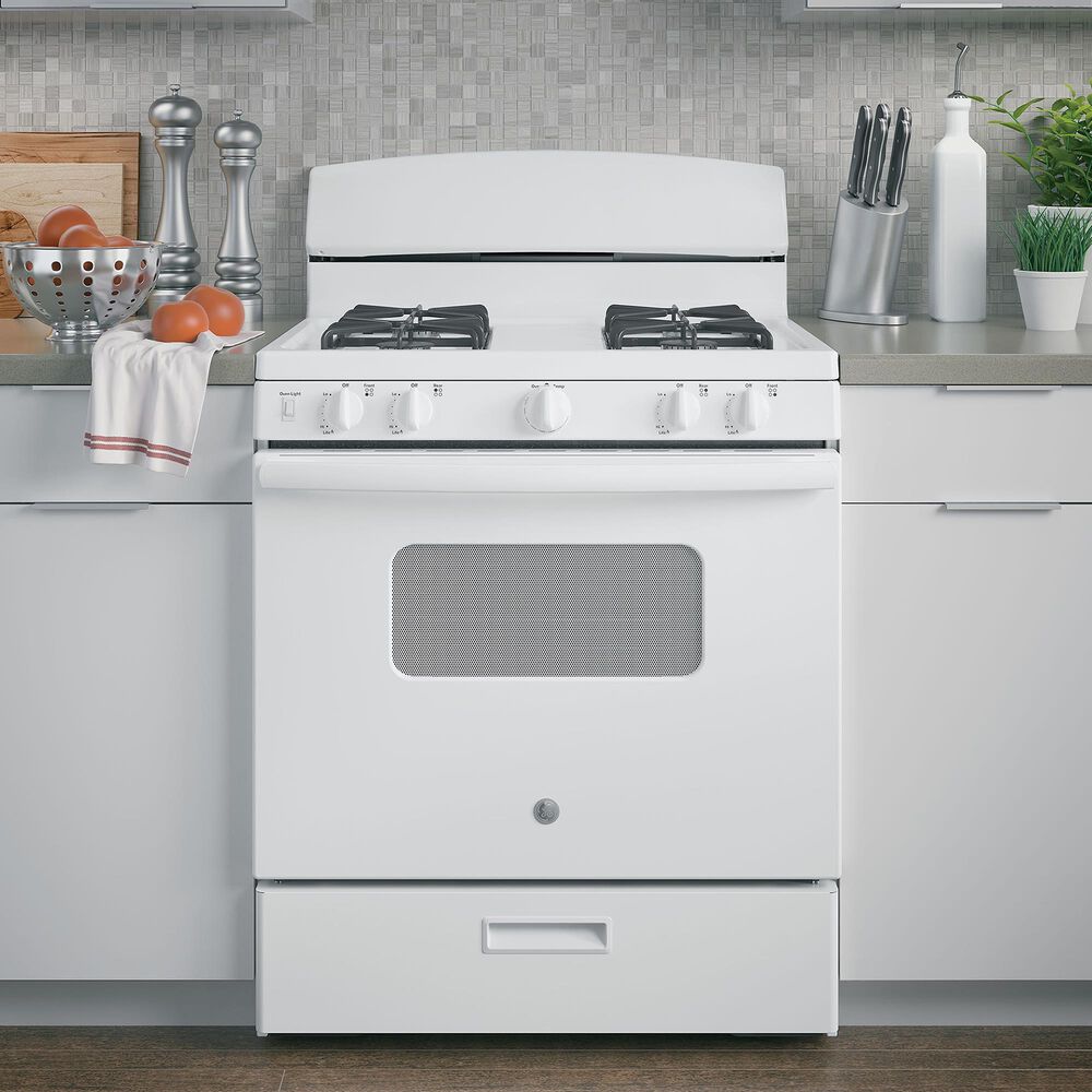 GE Appliances 30&quot; Freestanding Front Control Gas Range in White, , large