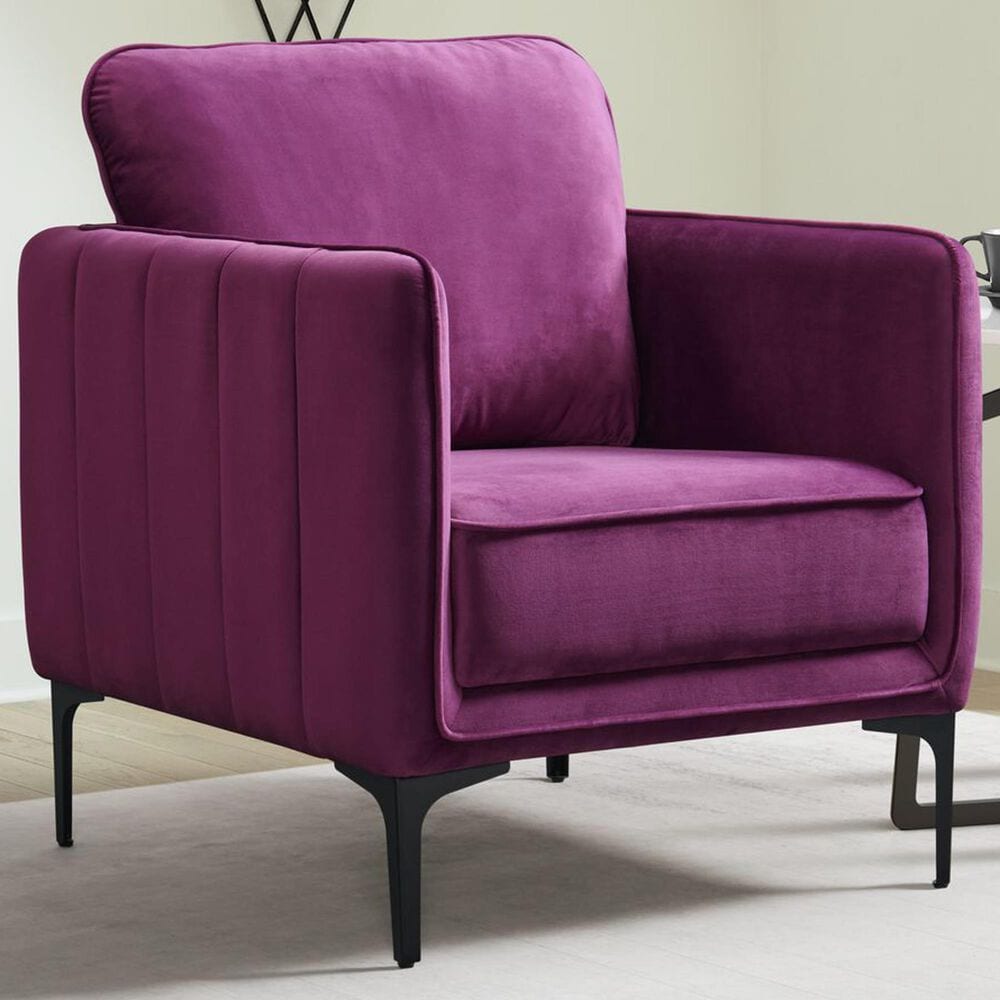 Mayberry Hill Rae Accent Chair in Lavish Purple Velvet, , large