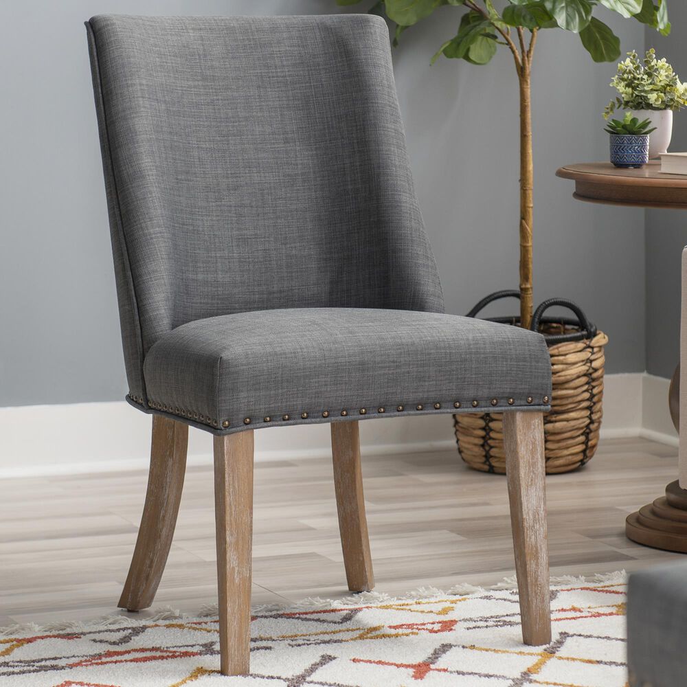 Linon Home Decor Adler Side Chair with Neutral Fabric Cushion in Natural, , large