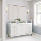 James Martin Vanities Chicago 60" Double Bathroom Vanity in Glossy White with 3 cm White Zeus Quartz Top and Rectangular Sinks, , large