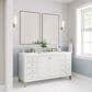 James Martin Vanities Chicago 60" Double Bathroom Vanity in Glossy White with 3 cm White Zeus Quartz Top and Rectangular Sinks, , large