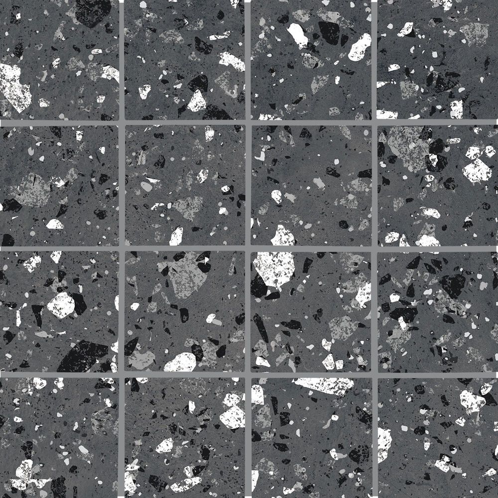 Dal-Tile Poke Raven Flecks 3" x 3" Straight Joint on 12" x 12" Porcelain Mosaic Sheet, , large
