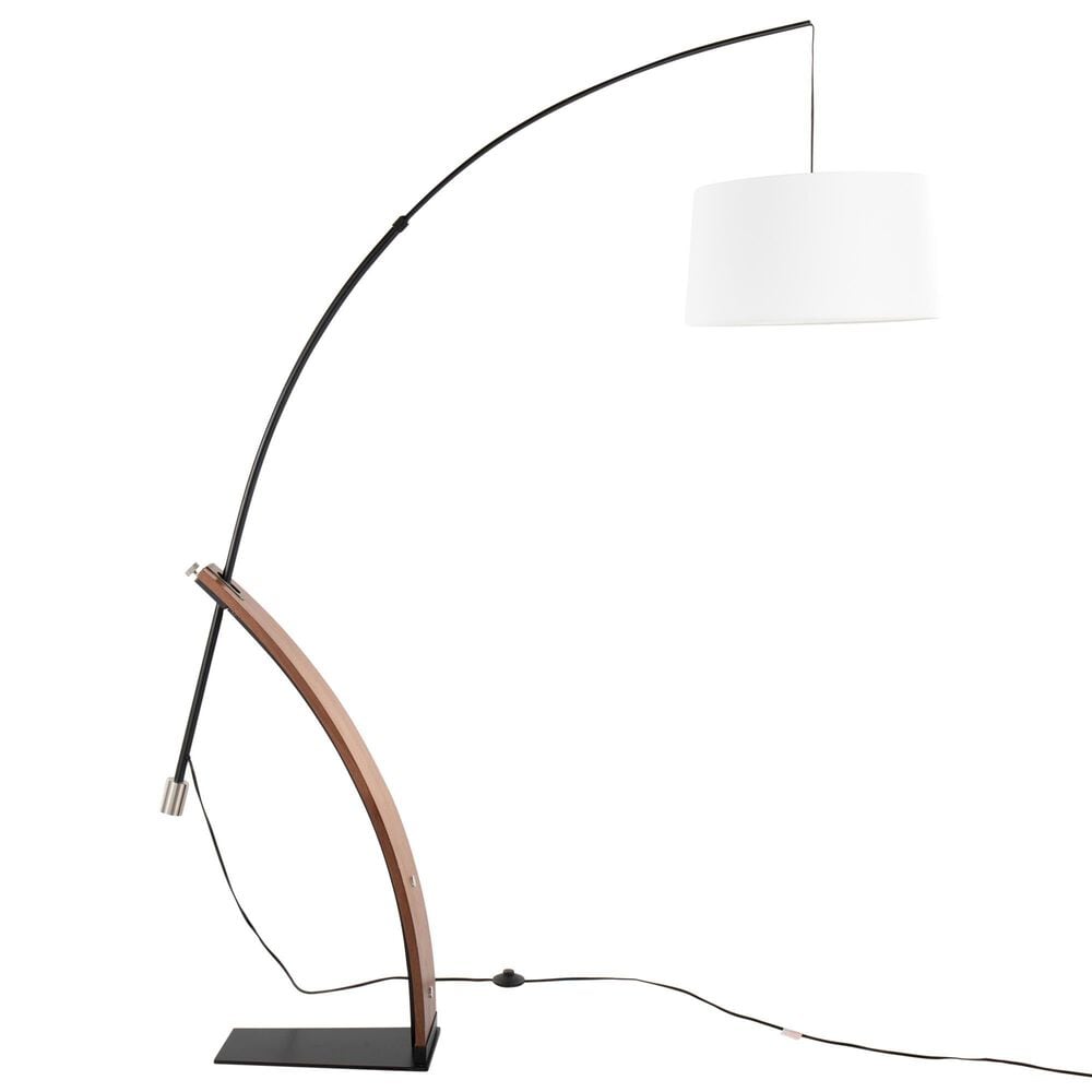 Lumisource Robyn Floor Lamp with White Shade in Walnut and Black, , large