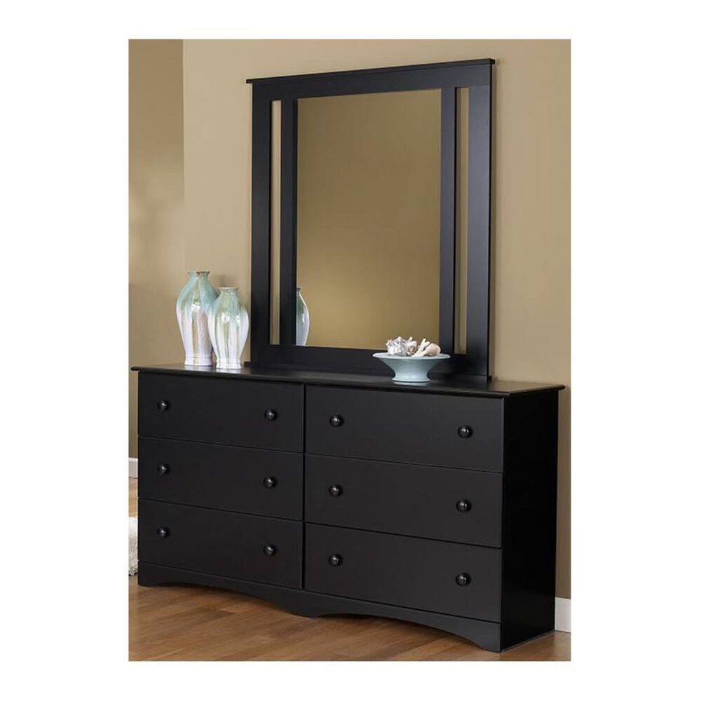 Lemoore 5000 Series 59" 6 Drawer Dresser and Mirror in Solid Black, , large