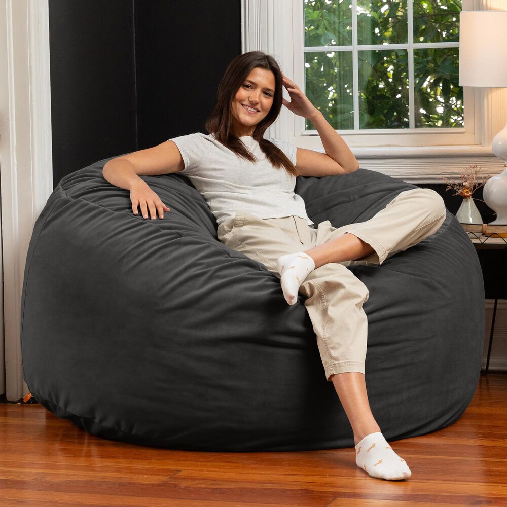 Jaxx Saxx 5&#39; Large Round Bean Bag Chair in Black, , large