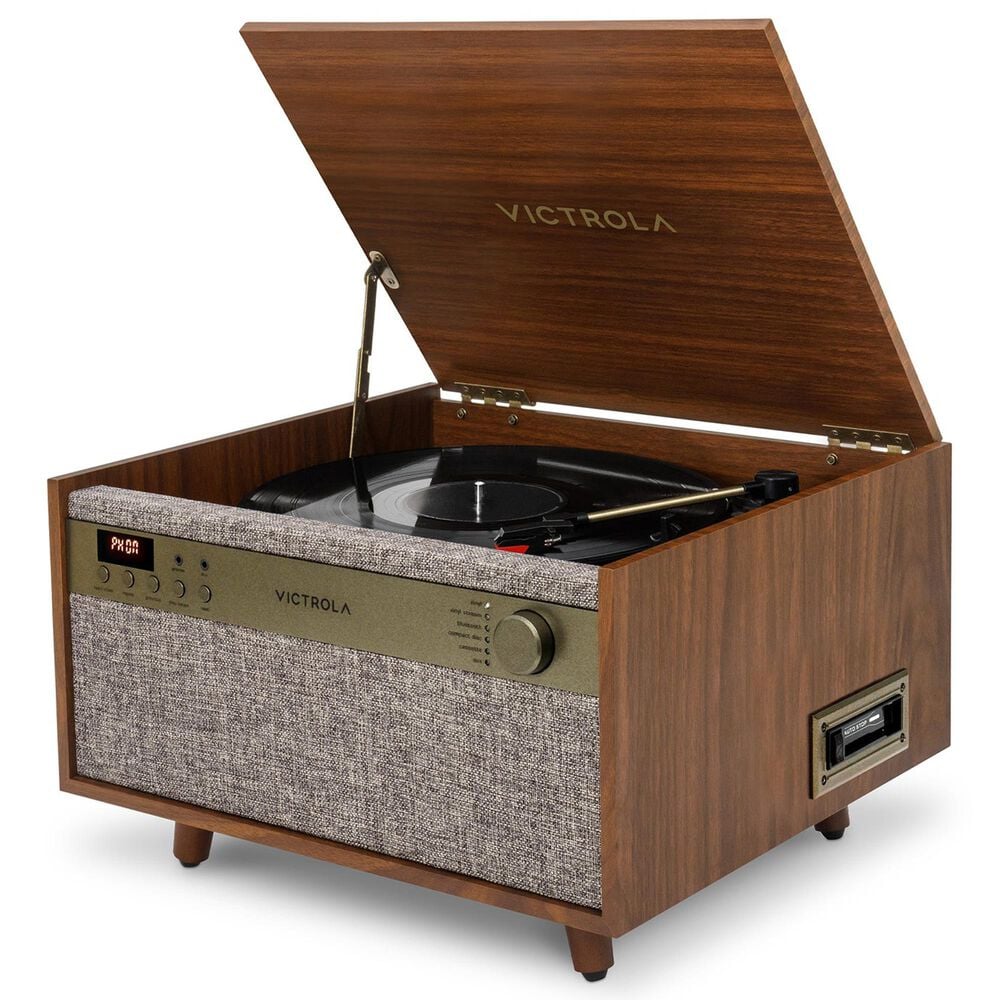 Victrola Century 6-in-1 Music Center Record Player with 3-Speed Turntable in Walnut, , large