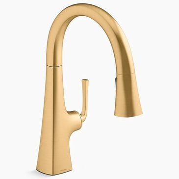 Kohler Graze Pull-Down Kitchen Sink Faucet in Vibrant Brushed Modern Brass, , large