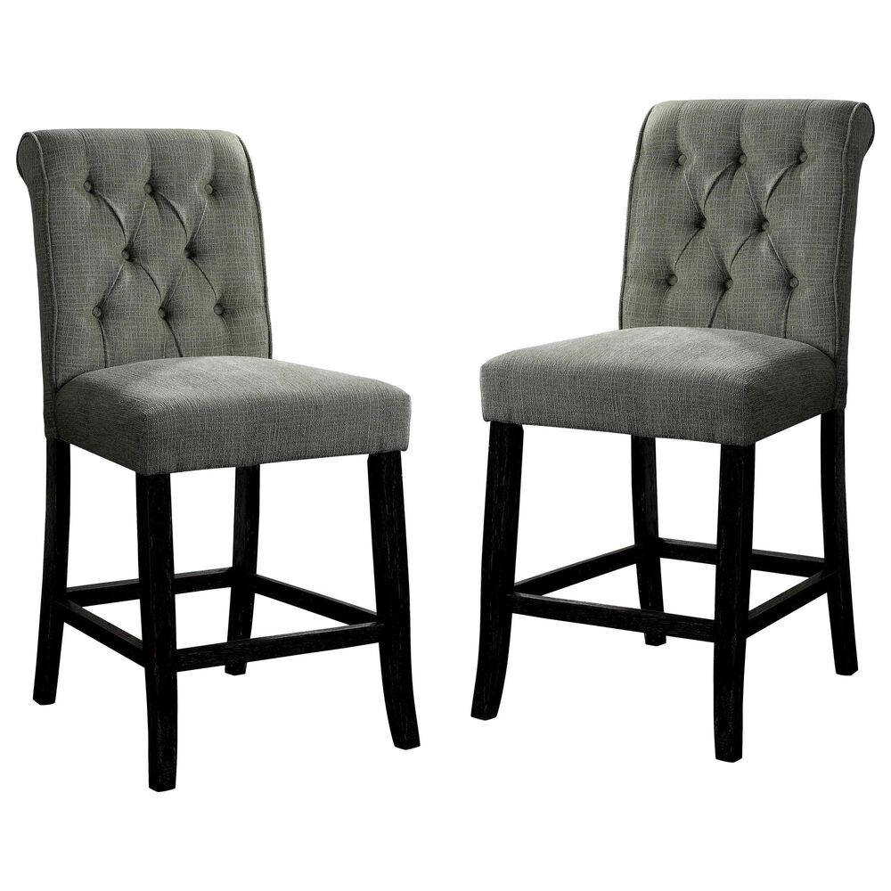 Furniture of America Zimmerman Counter Side Chair in Gray (Set of 2), , large