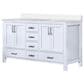 Lexora Home Jacques 60" Double Bathroom Vanity in White with 2 cm White Cultured Marble Top and Rectangular Sinks, , large