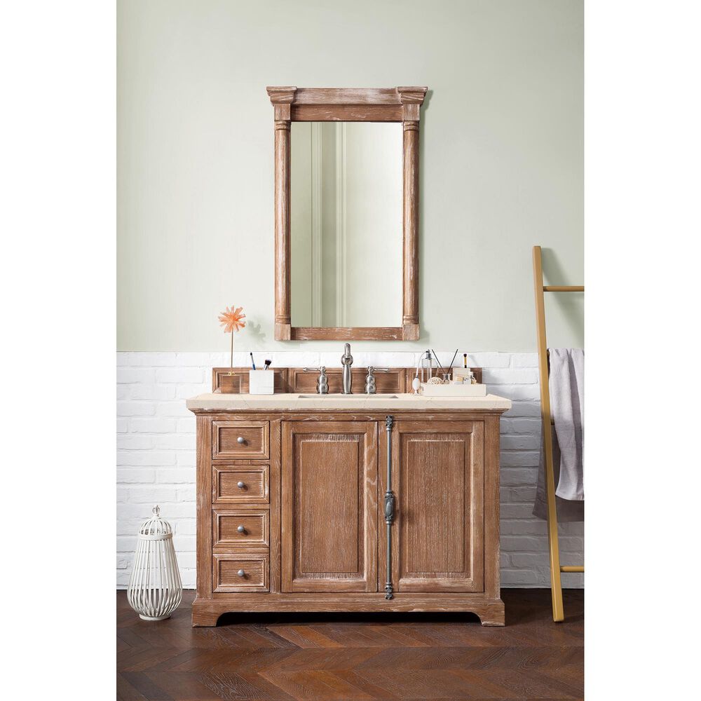 James Martin Vanities Providence 48&quot; Single Bathroom Vanity in Driftwood with 3 cm Eternal Marfil Quartz Top and Rectangular Sink, , large