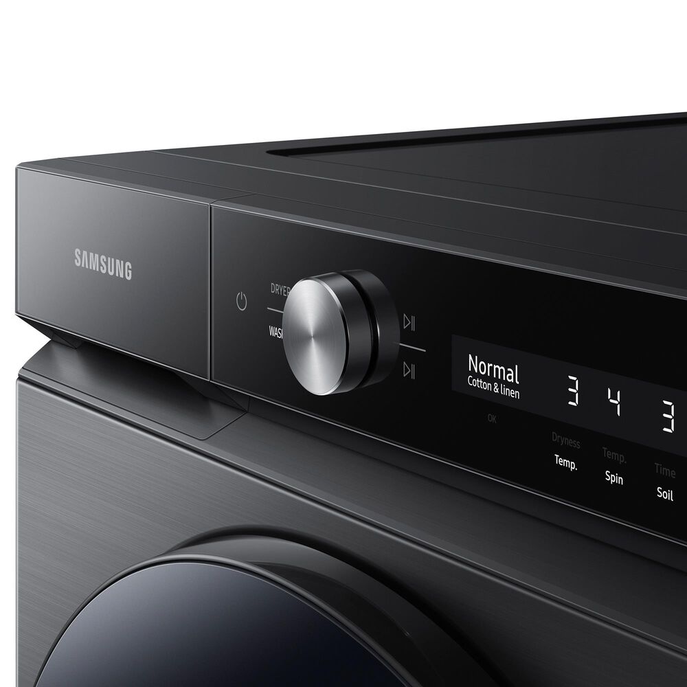 Samsung Bespoke 5.3 Cu. Ft. Front load Washer with Super Speed Wash and AI Smart Dial in Brushed Black, , large