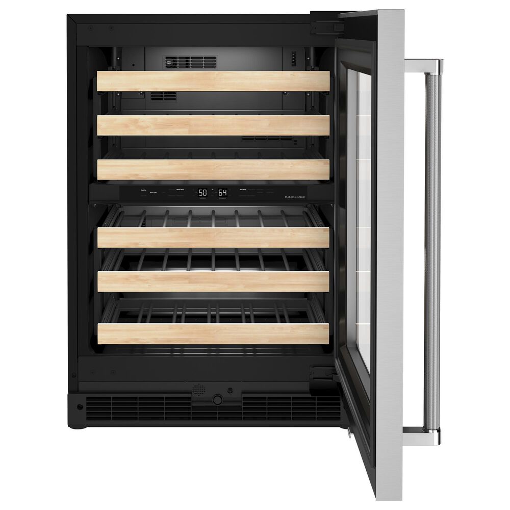 KitchenAid 24&quot; Undercounter Wine Cellar with Right Hinge, Wood-Front Racks in Stainless Steel, , large